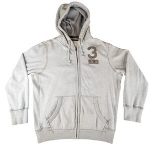 Vtg American Eagle Full Zip Hoodie Brown Heavy Grunge 2000s Y2K Distress Men XL